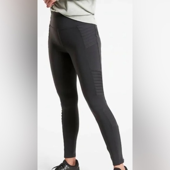 Athleta Pants - ATHLETA Delancey Moto Tight Black size small Casual Leggings zip ankle high rise